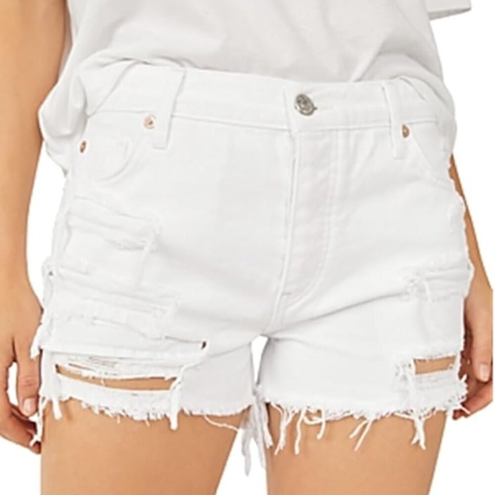Free People We The Free Maggie Mid-Rise Shorts Optic White 28